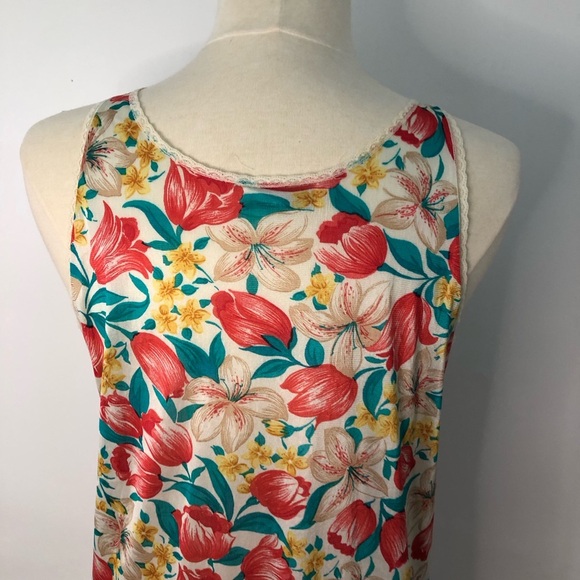 Vintage L Vassarette Lace Floral Night Gown ditzy floral 0939 - Picture 5 of 10